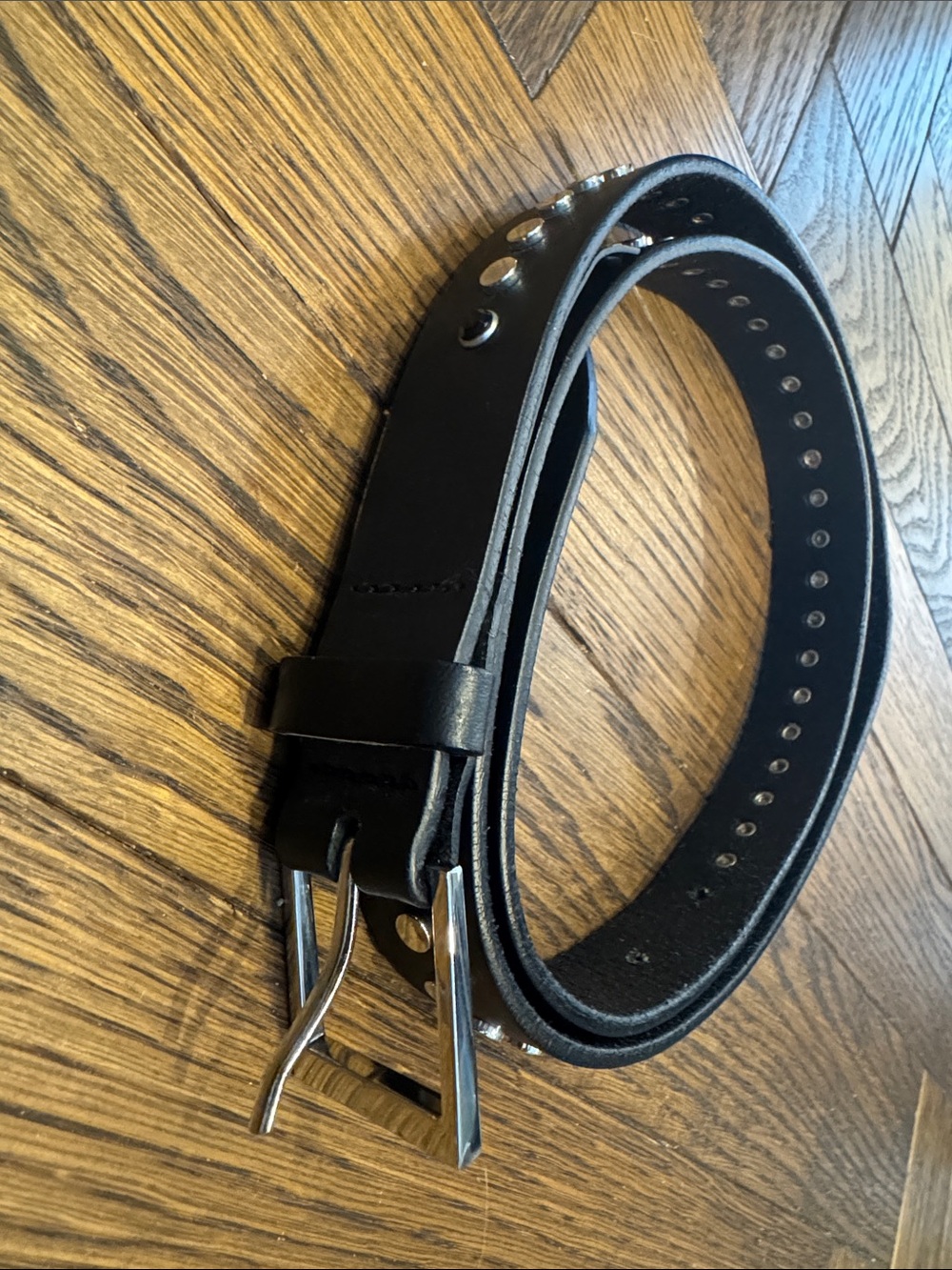 Zadig & Voltaire Black Leather Studded Belt size 85/Medium